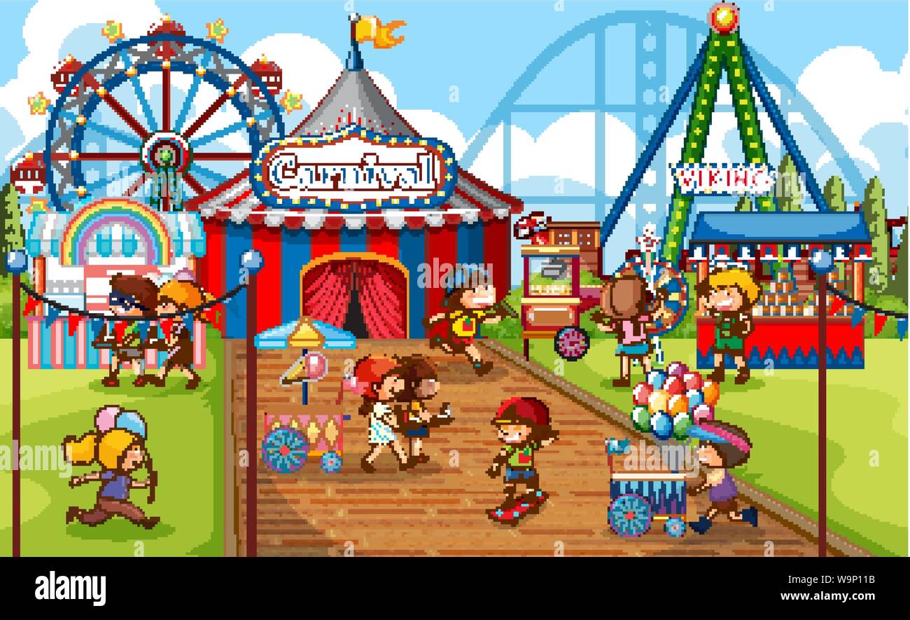 An outdoor funfair scene illustration Stock Vector Image & Art - Alamy