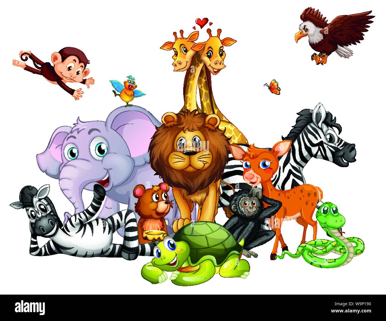 Cute animals on white background illustration Stock Vector Image & Art ...