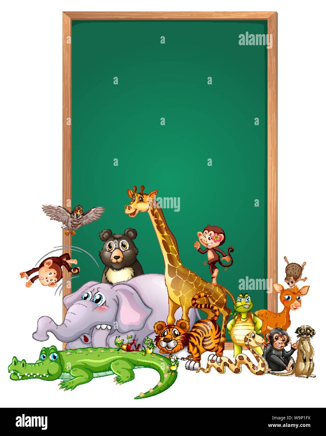 Border template design with cute animals illustration Stock Vector ...