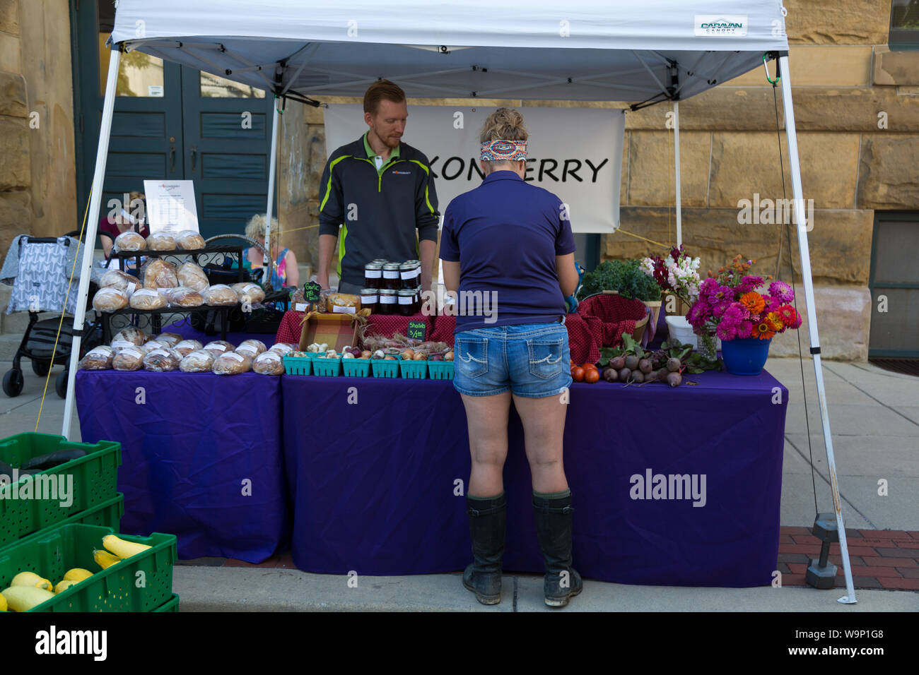A vendor in the Broxonberry booth at Fort Wayne's Farmers' Market