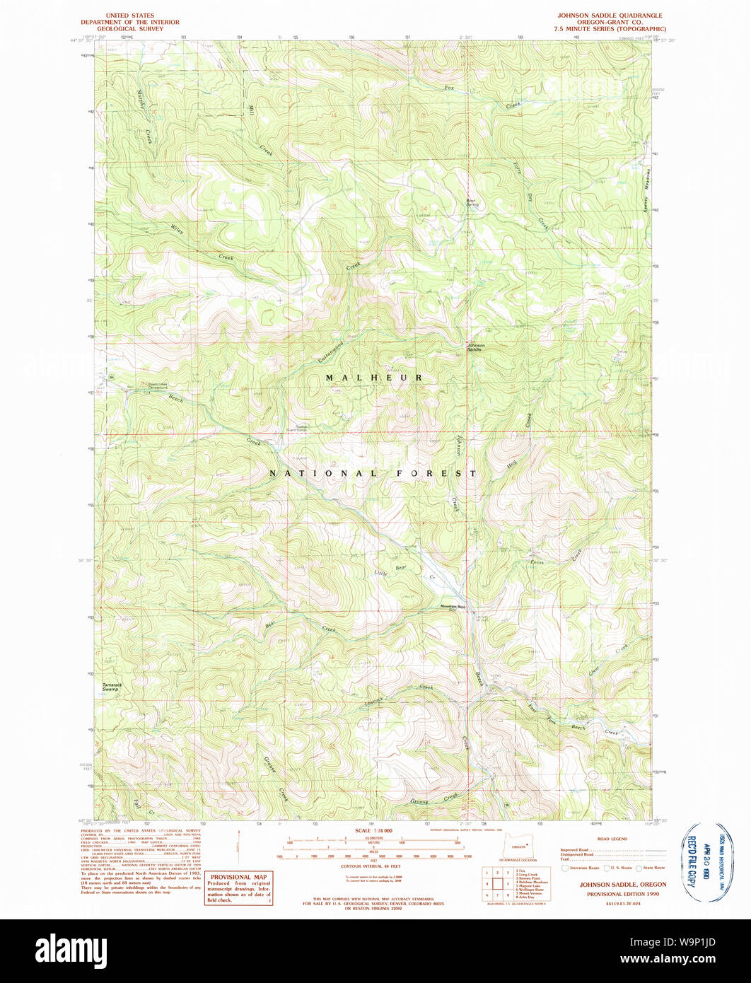 Topograph Map Vector USGS Topo Map Oregon Johnson Saddle 280338 1990 24000 Restoration Stock ...