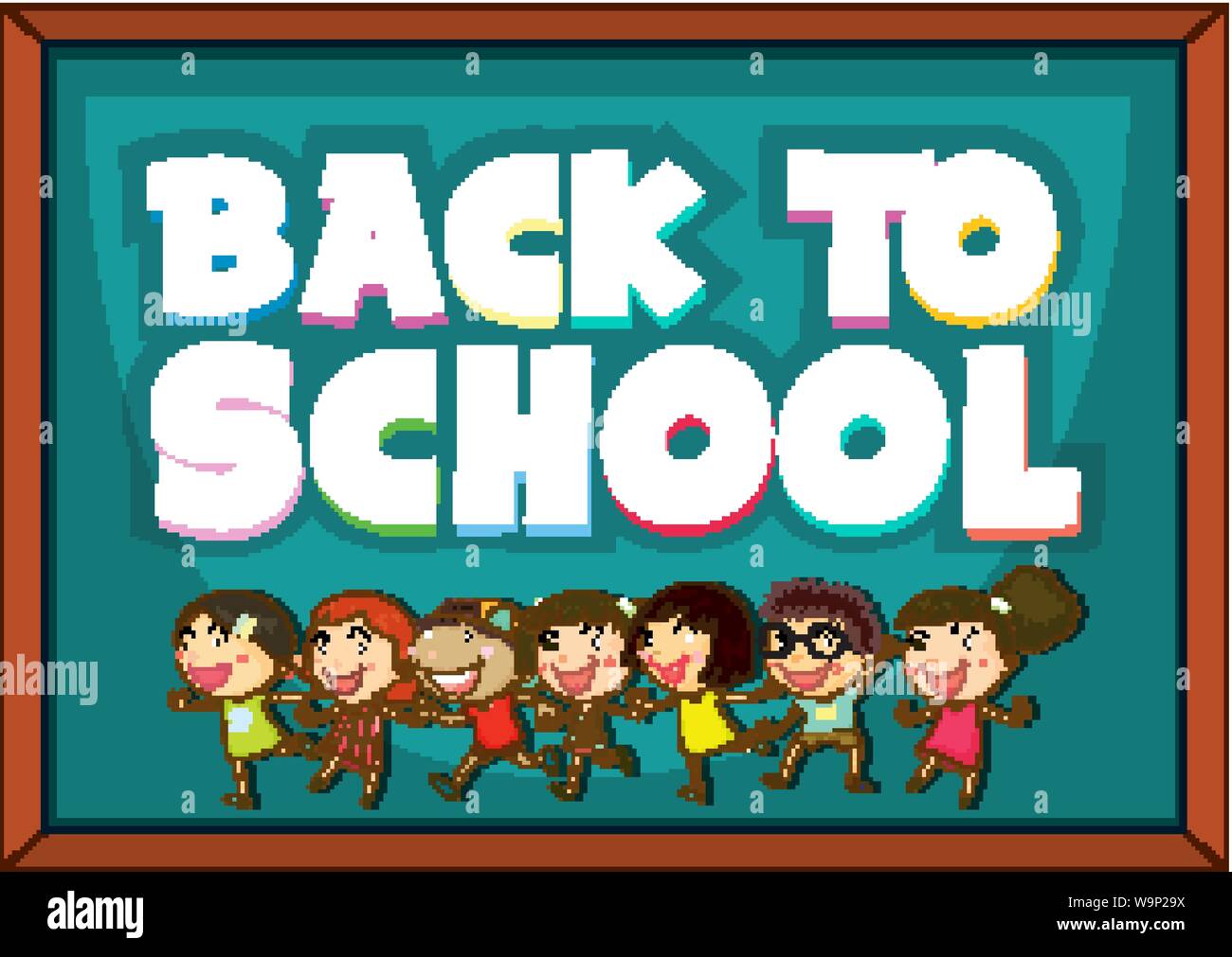 Back to school template with happy children illustration Stock Vector ...