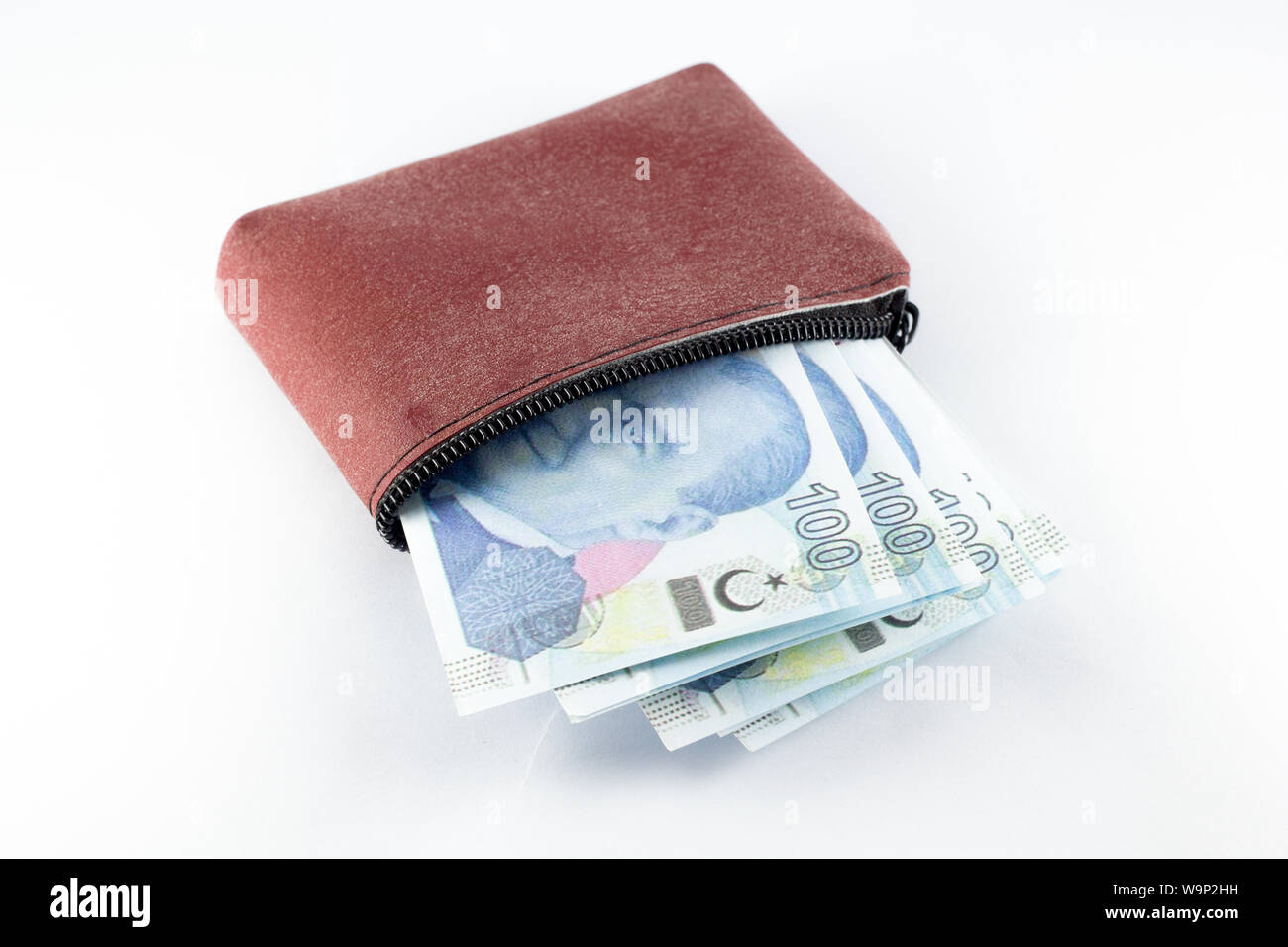 Turkish lira banknote in wallet isolated Stock Photo Alamy