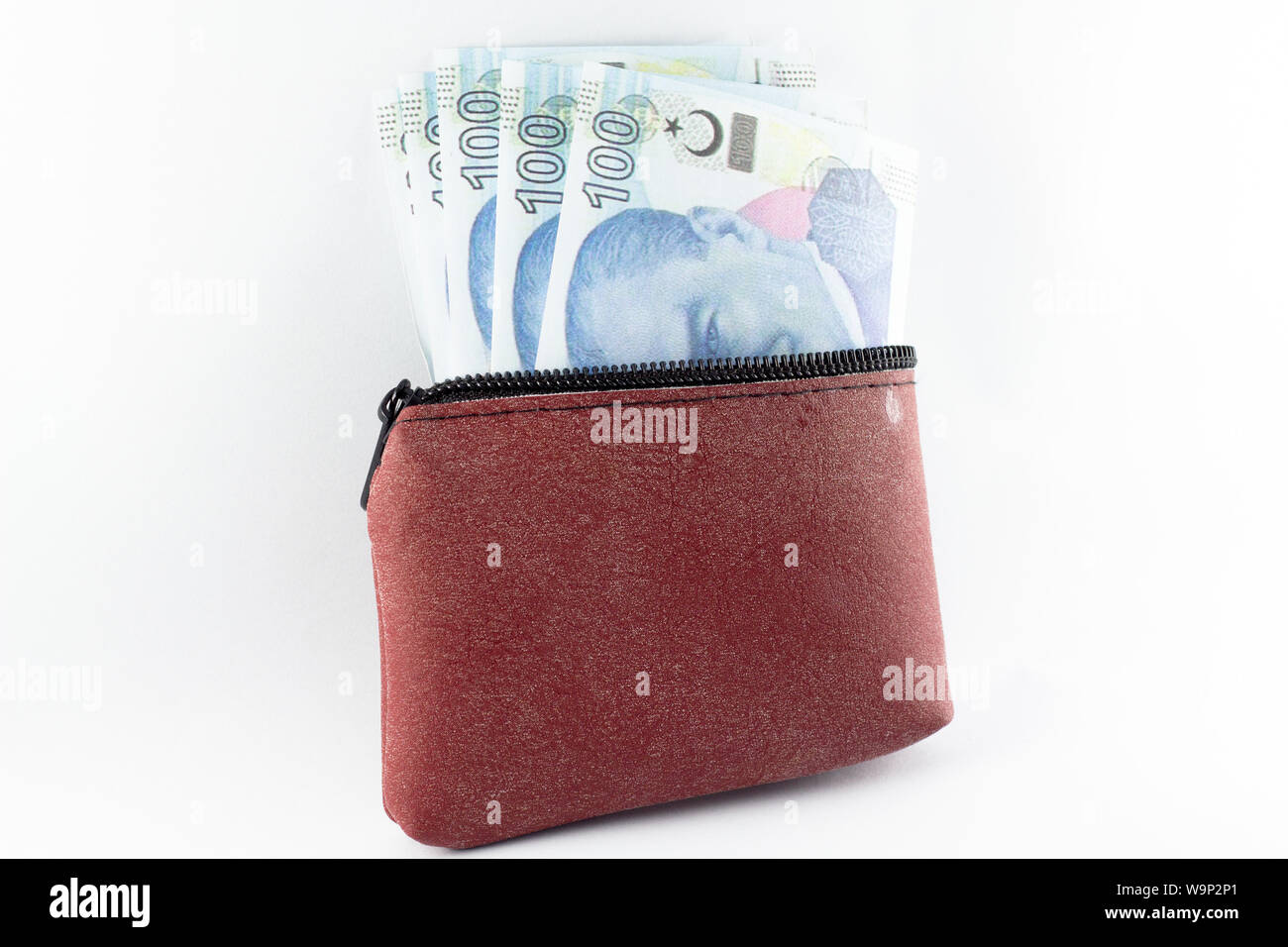 Turkish lira banknote in wallet isolated Stock Photo Alamy