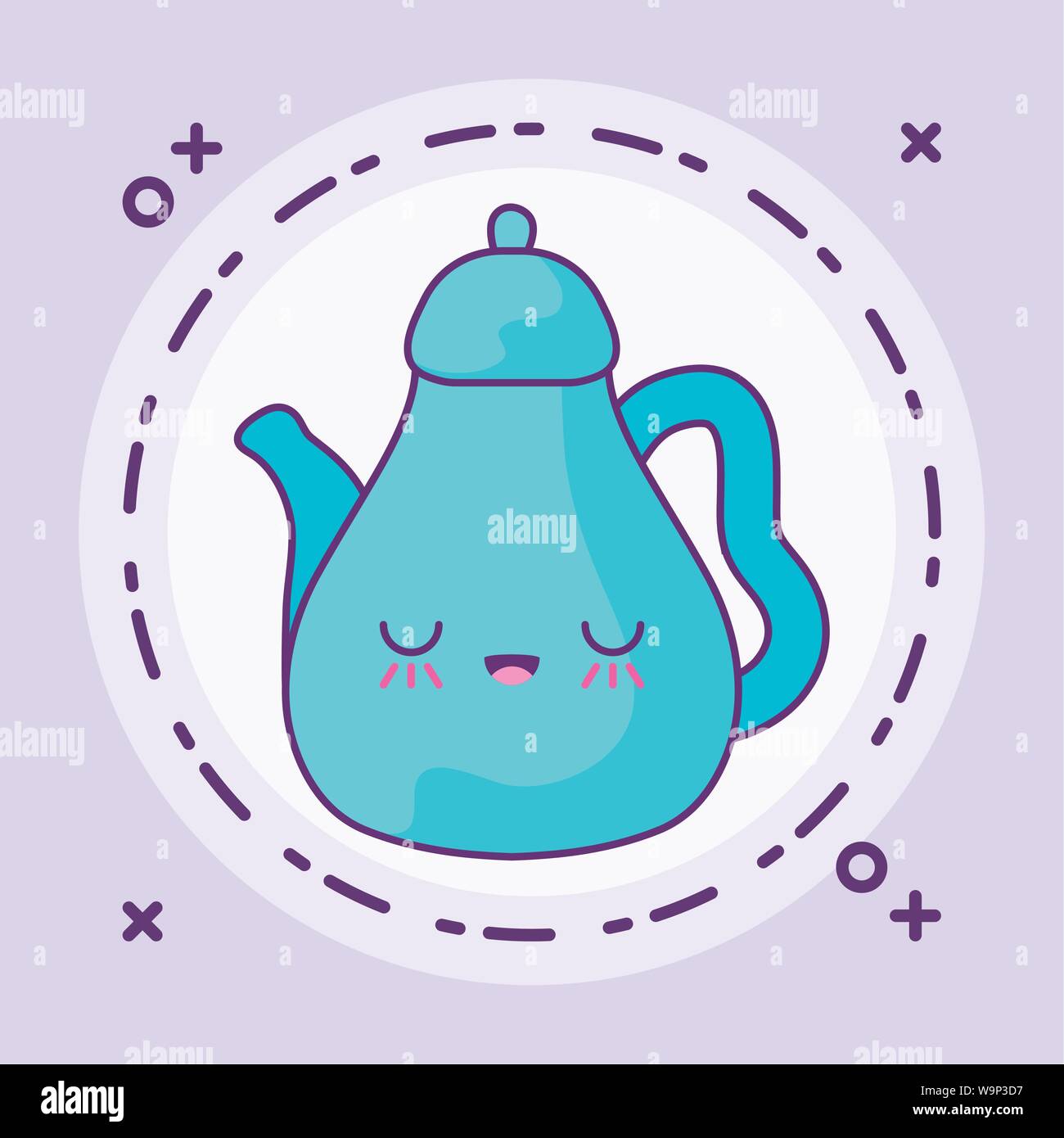 cute teapot kitchen kawaii style vector illustration design Stock