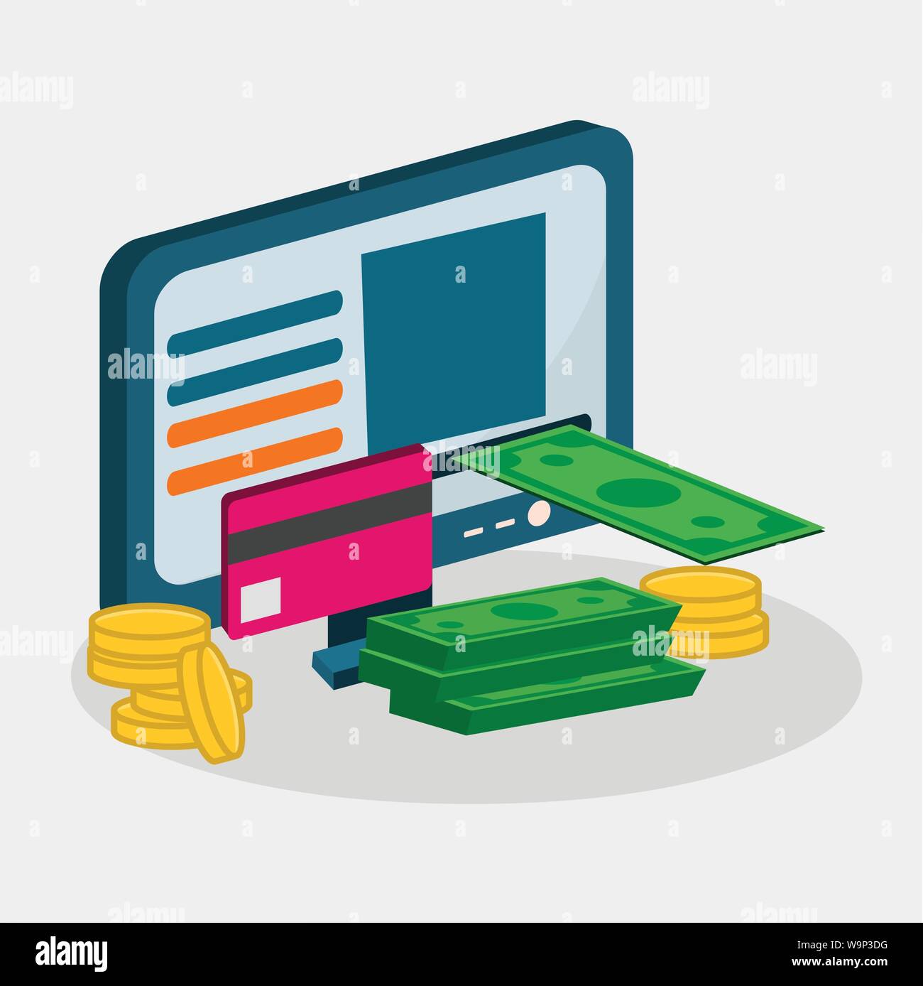 isometric online business concept vector illustration Stock Vector