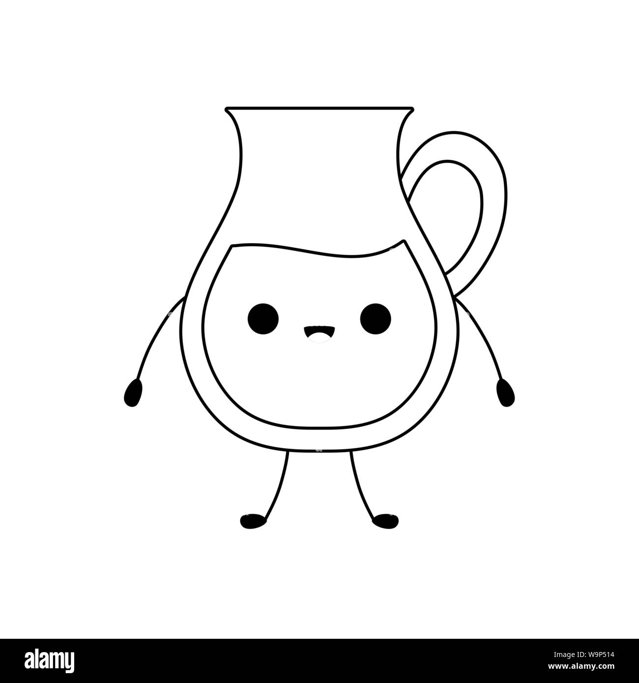 cute teapot kitchen kawaii style vector illustration design Stock