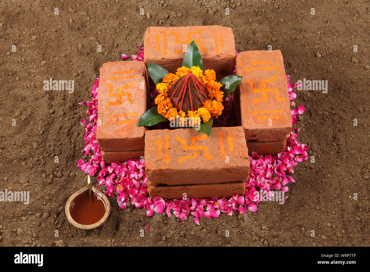 High angle view of Bhoomi Pujan Stock Photo Alamy