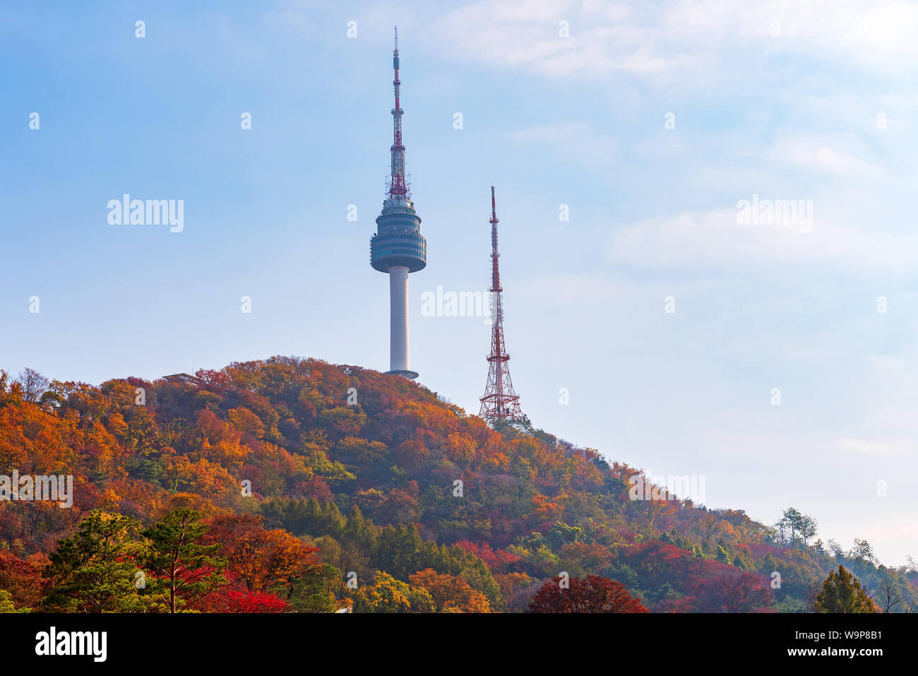 Autumn of Namsan Tower in Seoul,South Korea. Stock Photo