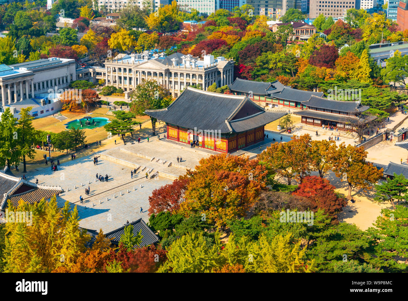 Autumn of Deoksugung Palace in Seoul City,South Korea. Stock Photo