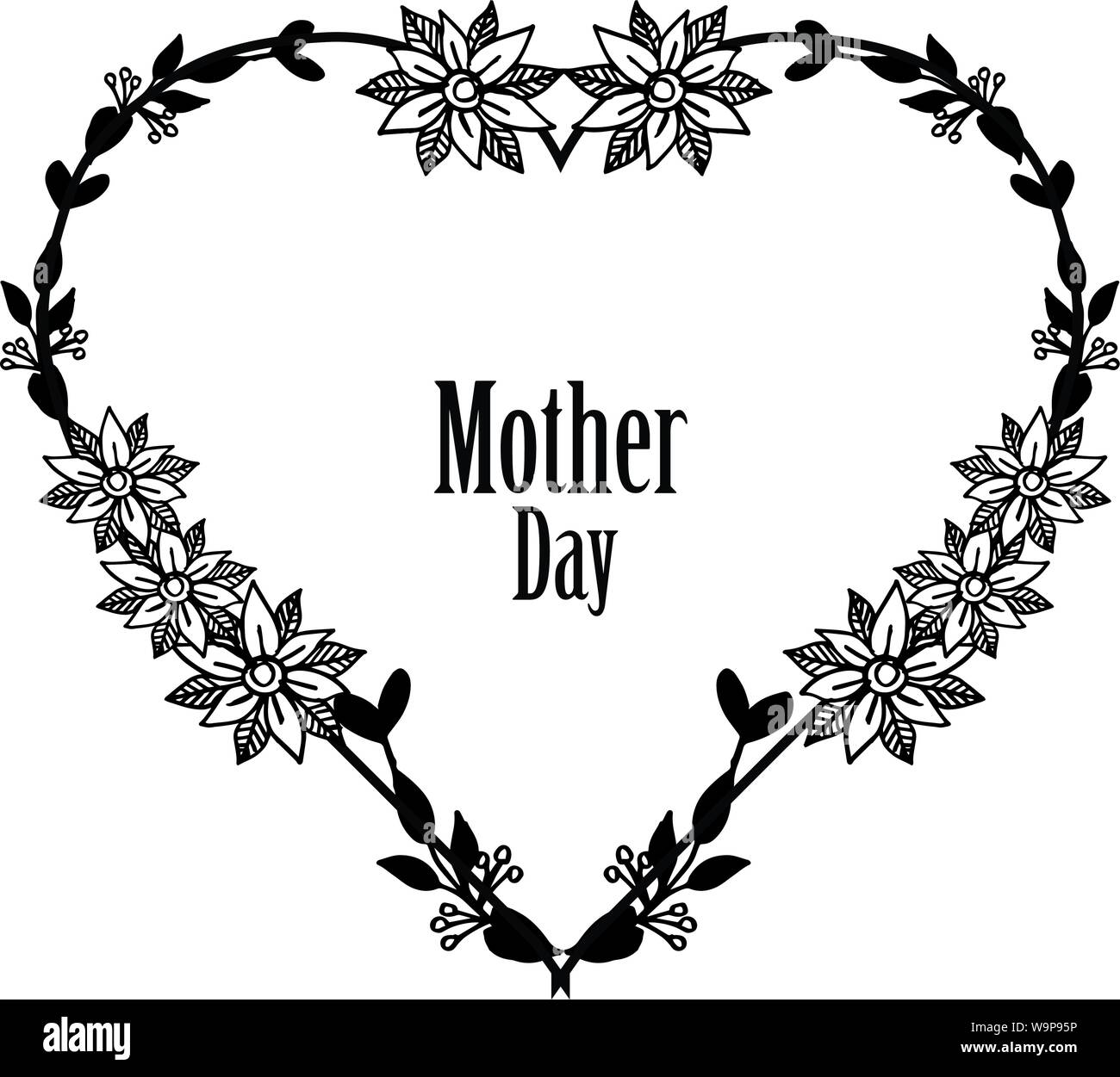 Ornate mother day lettering, texture pattern elegant flower frame, fo ...