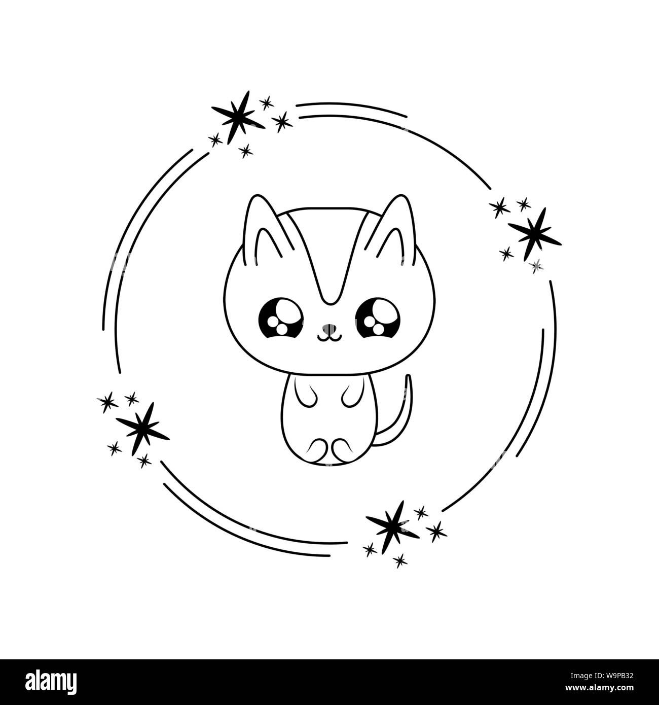 cute cat baby animal kawaii style vector illustration design Stock ...
