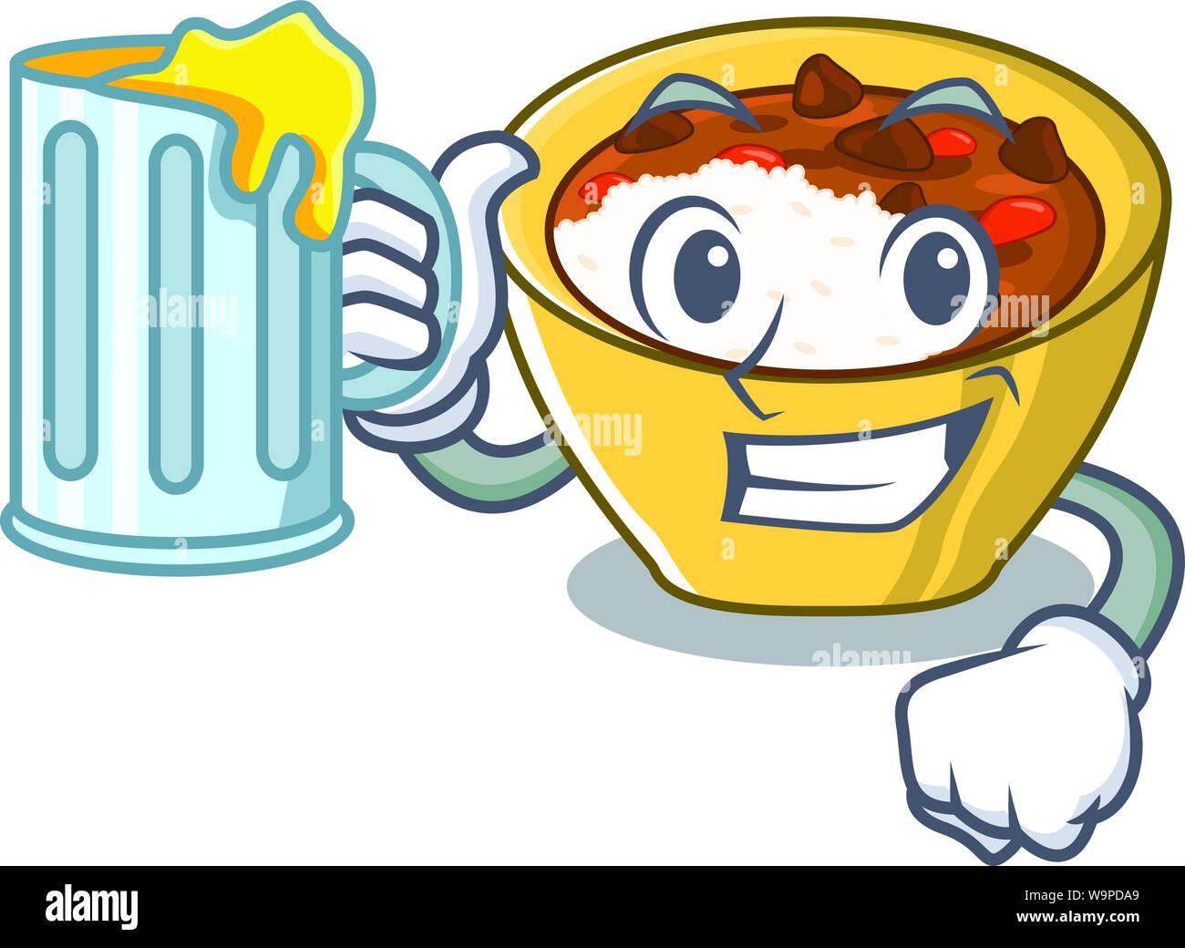 With Juice Curry Rice In A Cartoon Lunchbox Stock Vector Image Art Alamy