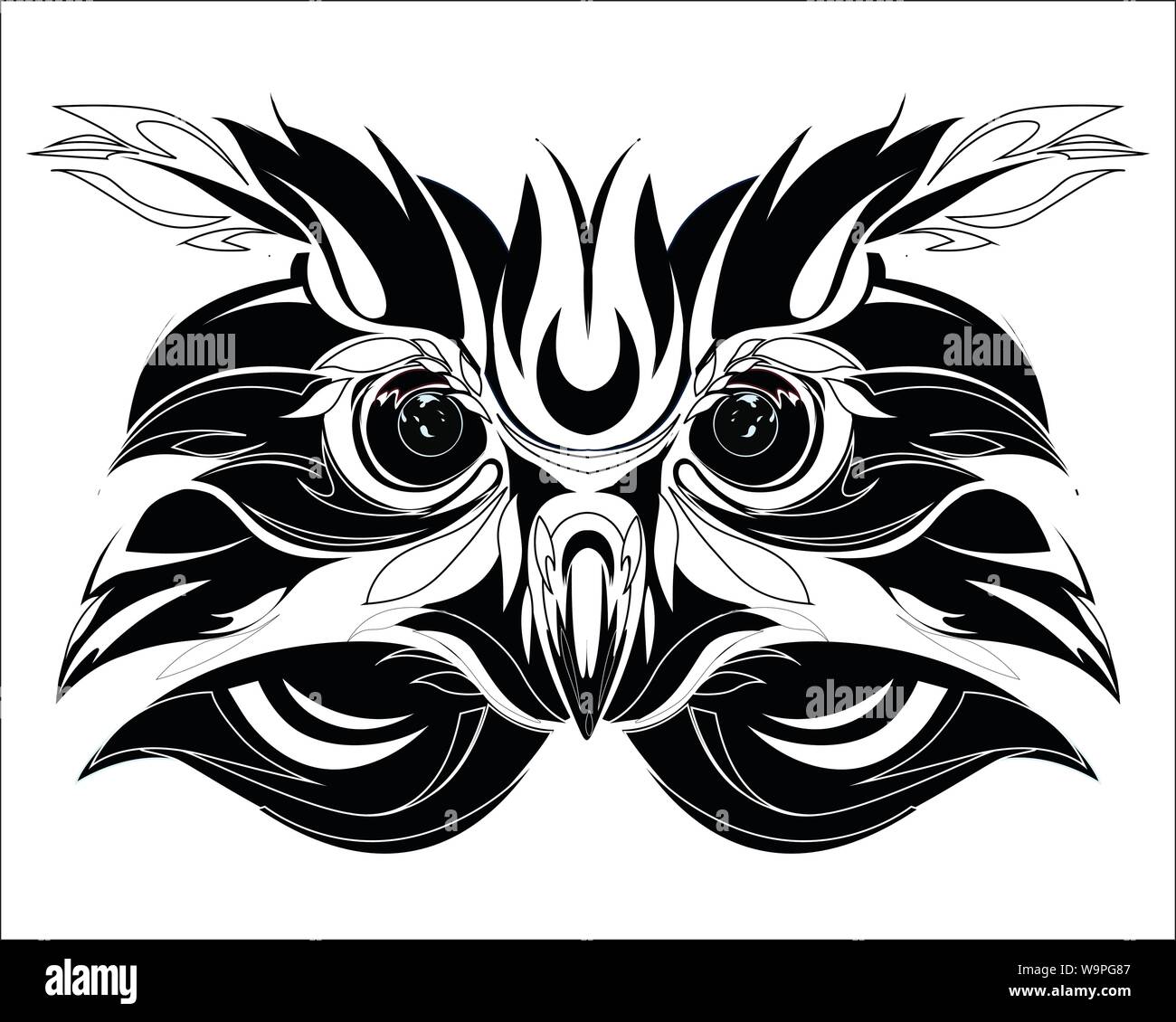 Owl tribal tattoo vector drawing Stock Vector