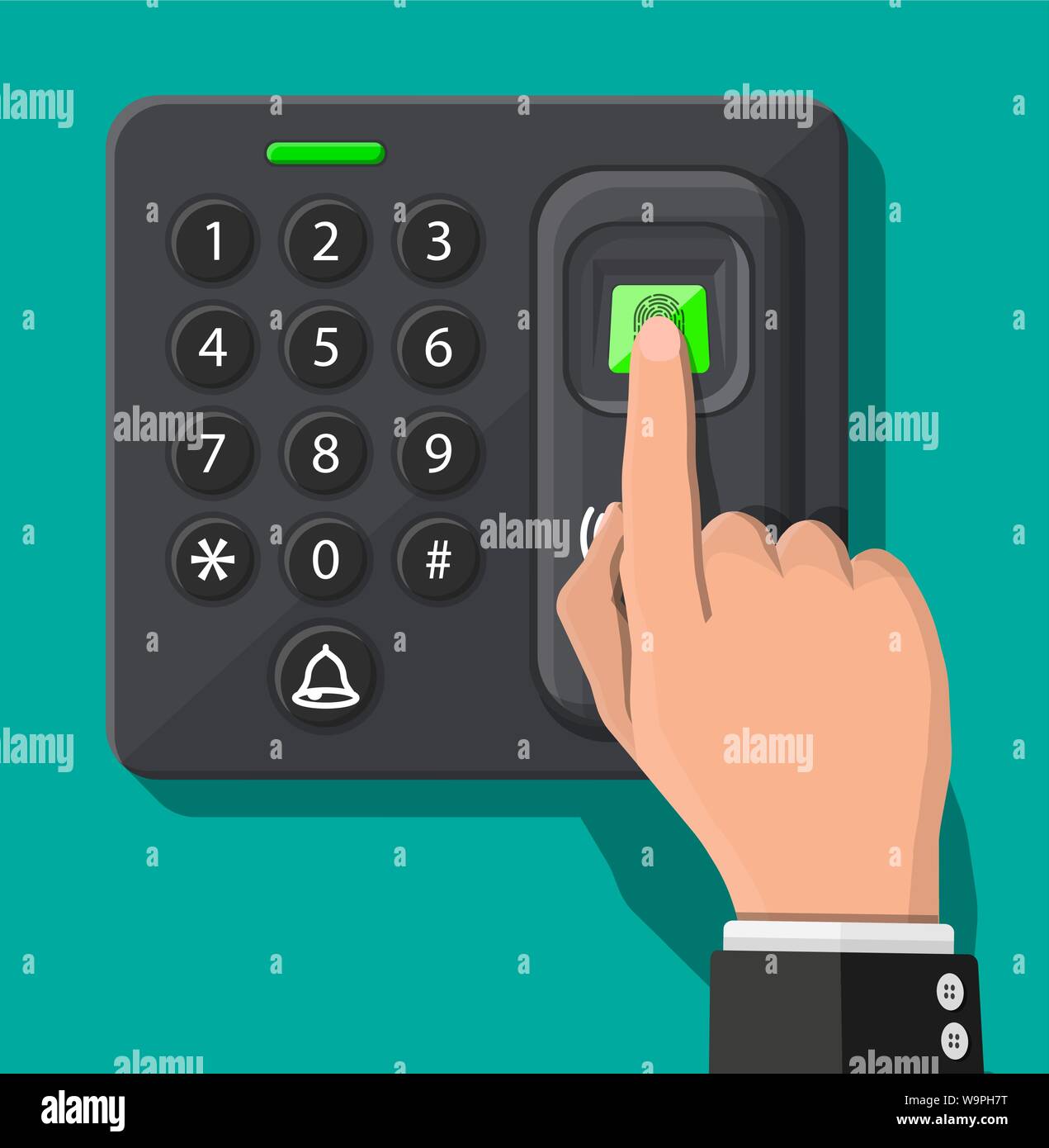 Password and fingerprint security device with hand Stock Vector Image