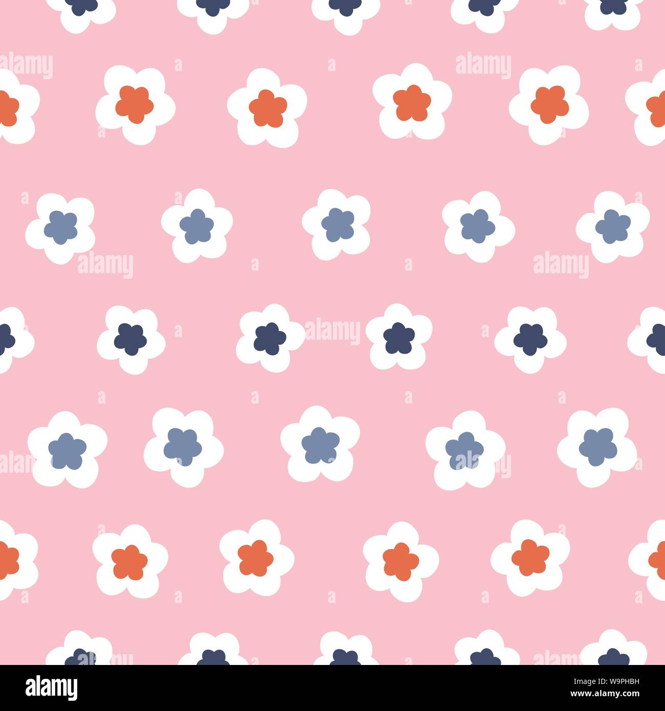 Stylized geometric flower pattern. A pretty floral vector design background. Stock Vector