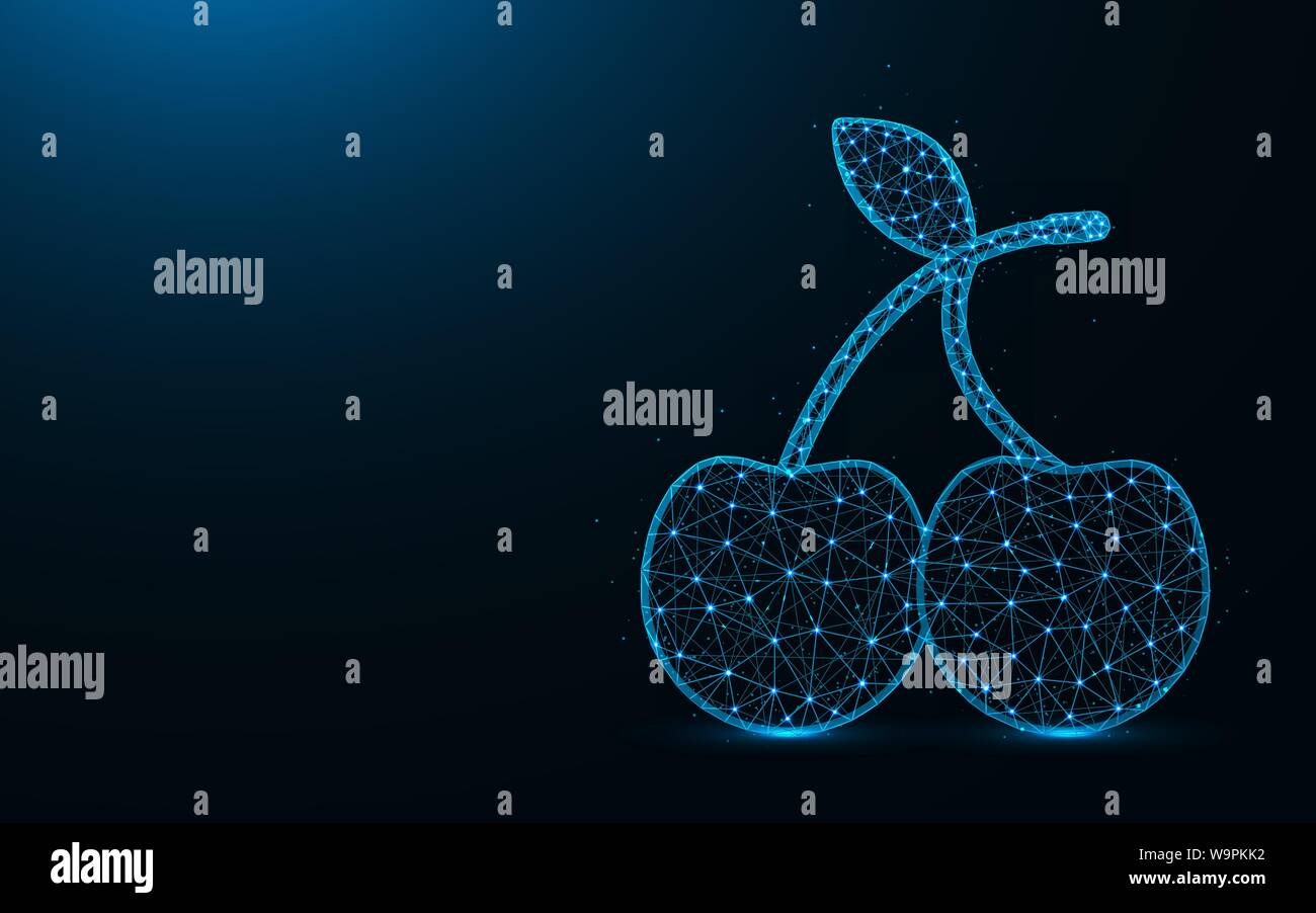 Cherries low poly design, fruit symbol abstract geometric image