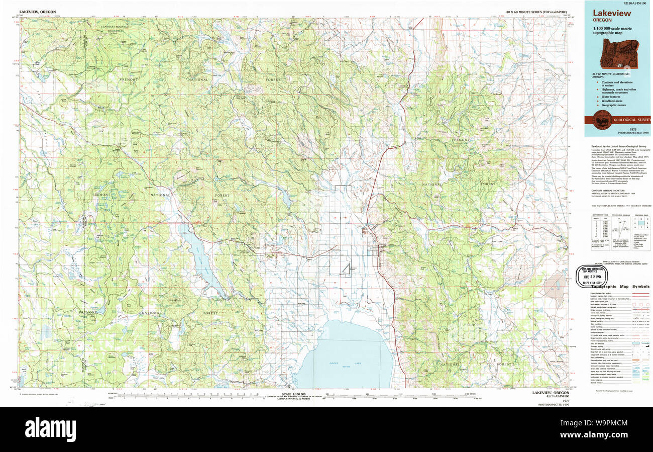 Usgs Topo Map Oregon Lakeview 283096 1975 100000 Restoration W9PMCM 