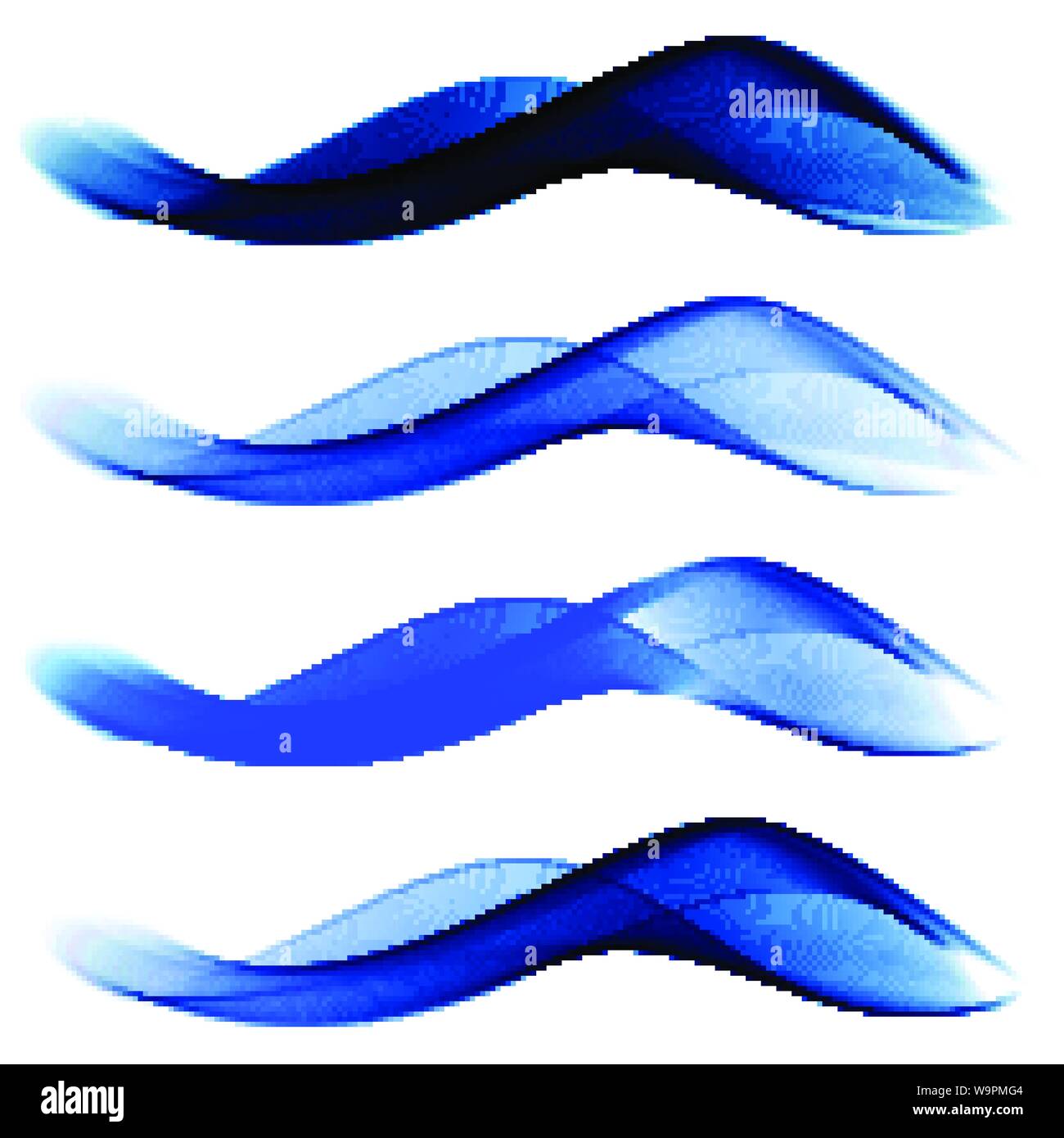 Set of abstract blue waves. Stock Vector