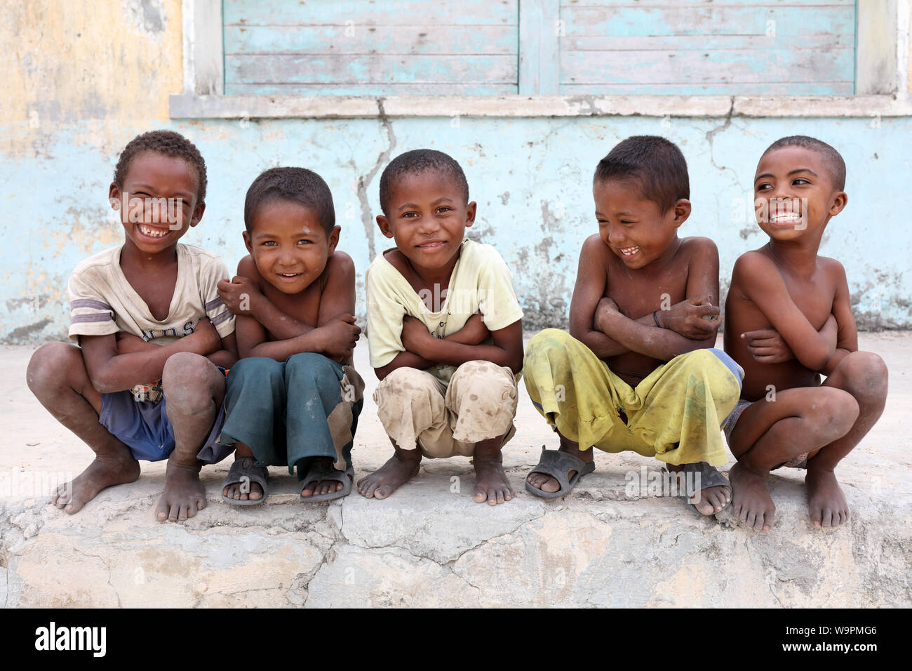 Students in primary school in Morondava, Madagascar. Due to political crisis Madagascar is among the poorest countries in the world Stock Photo
