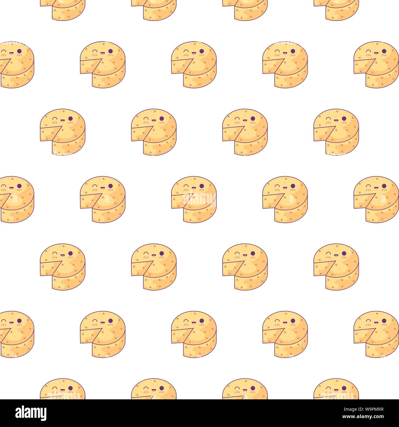 pattern of delicious cheeses kawaii style vector illustration design Stock Vector