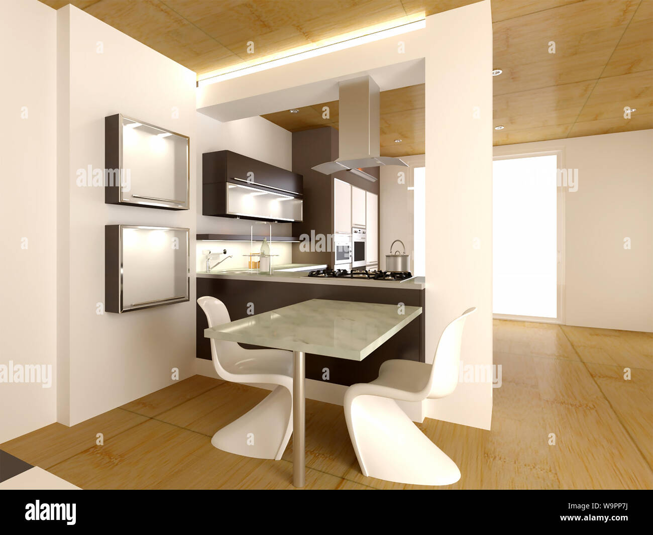 3d rendering of new kitchen interior Stock Photo - Alamy