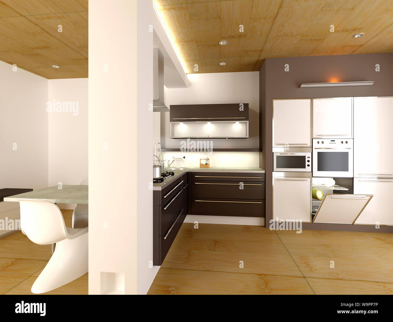 3d rendering of new kitchen interior Stock Photo - Alamy