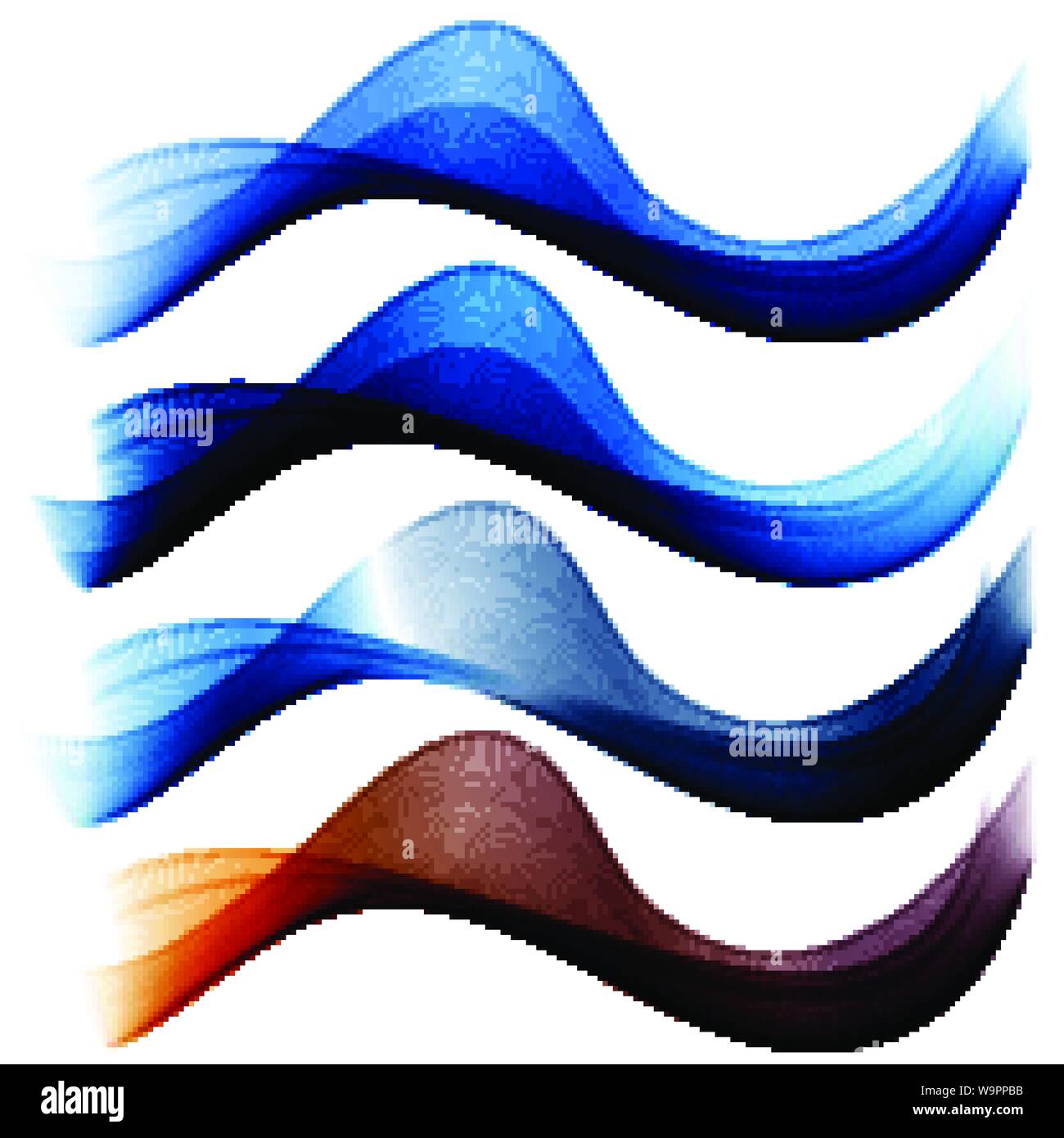 Set of abstract blue waves. Stock Vector
