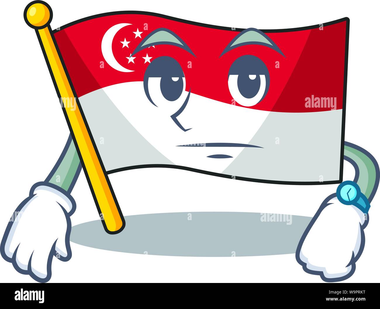 Waiting singapore flags stored in cartoon cupboard Stock Vector