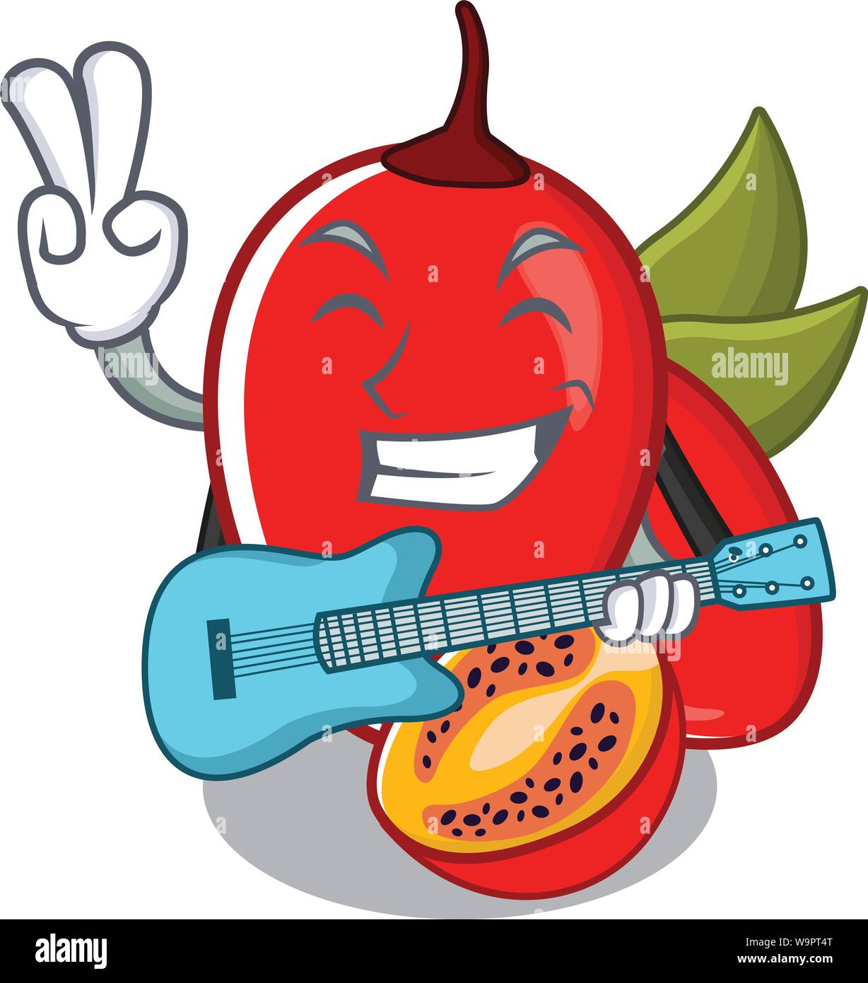 With guitar tamarillo betaceum isolated in the cartoon Stock Vector ...