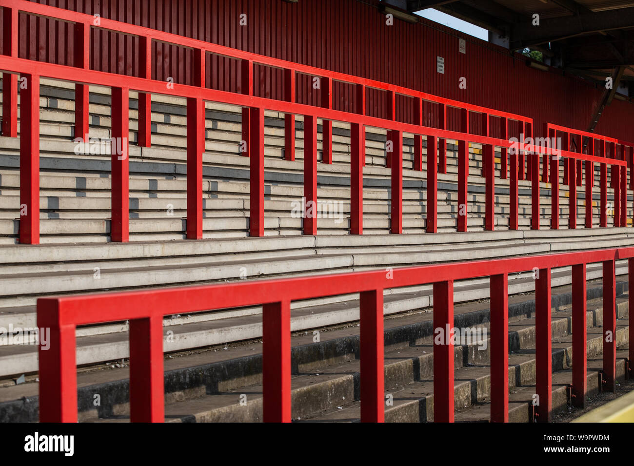 Traditional standing terrace at English football stadium Stock Photo