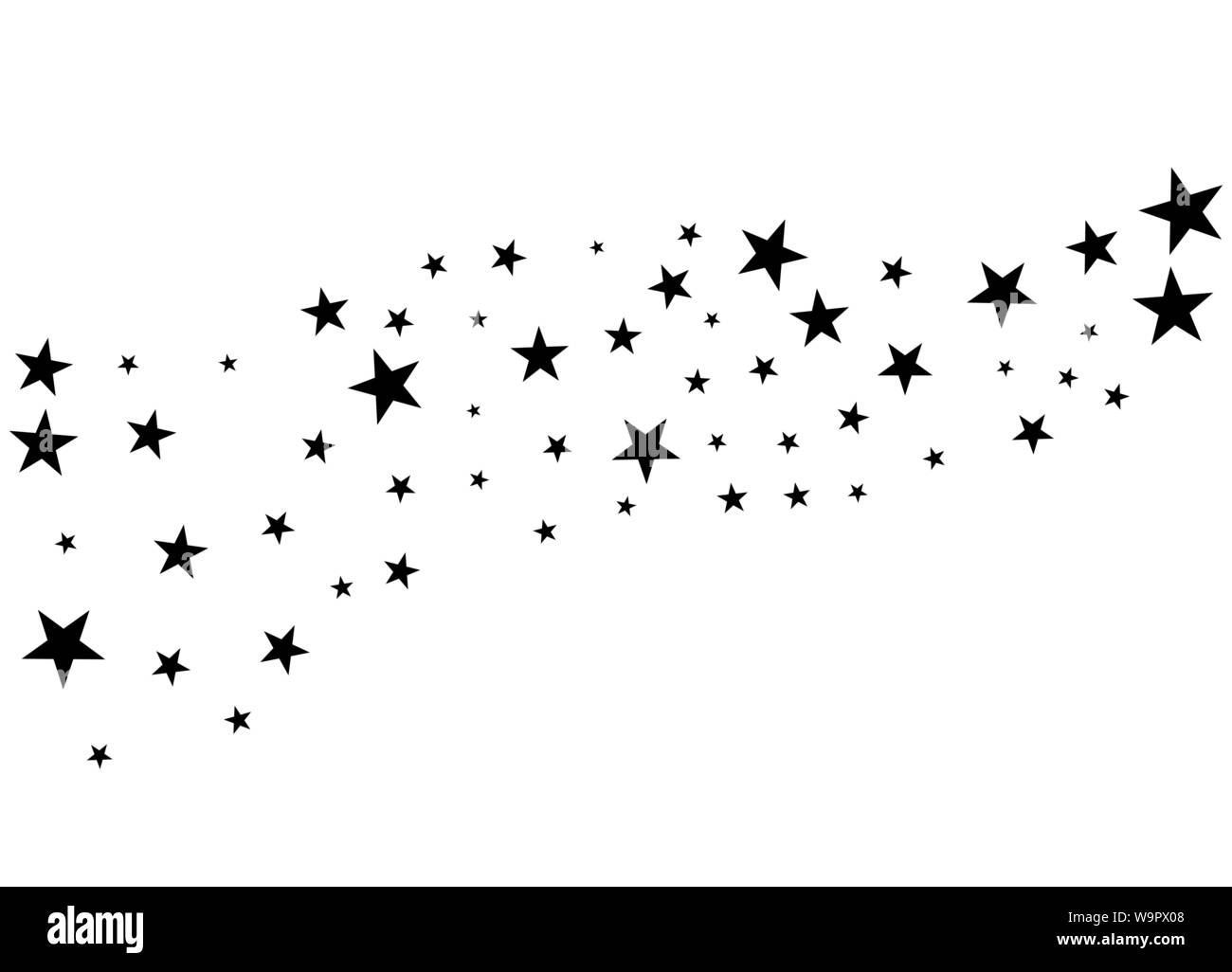 Fireworks star random source stream.  Falling Star. Stars on a white background. Stock Vector