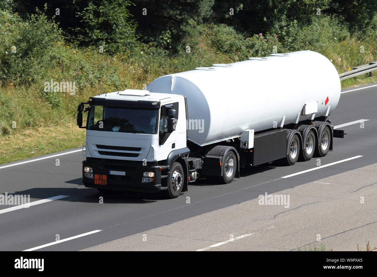 Petrol Truck on the highway Stock Photo Alamy