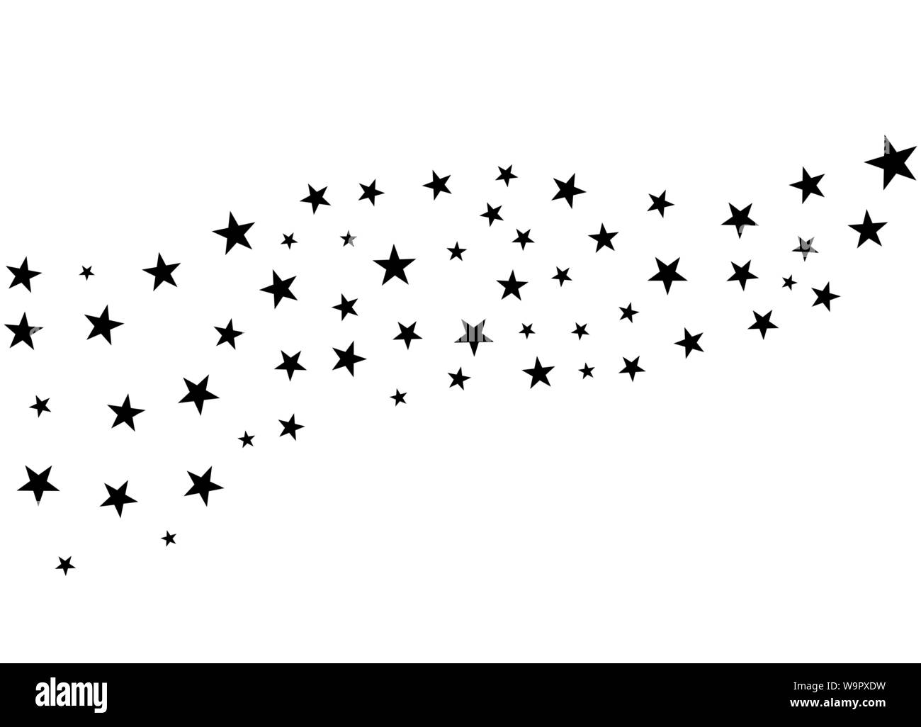 Fireworks star random source stream.  Falling Star. Stars on a white background. Stock Vector