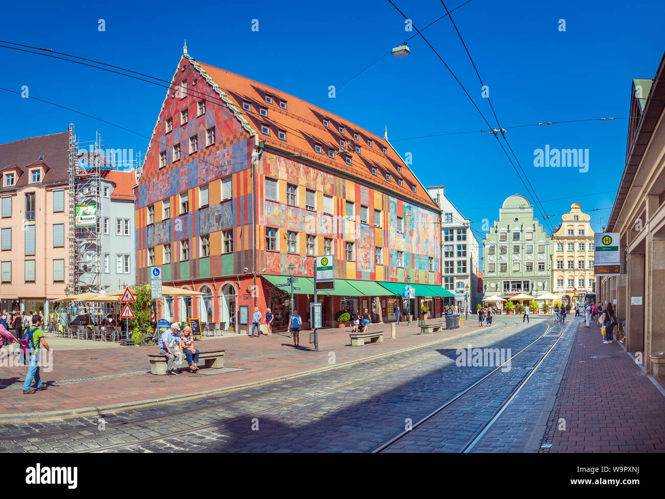 AUGSBURG, BAVARIA, GERMANY - CIRCA SEPTEMBER, 2018: The Moritzplatz of Augsburg in Bavaria, Germany Stock Photo