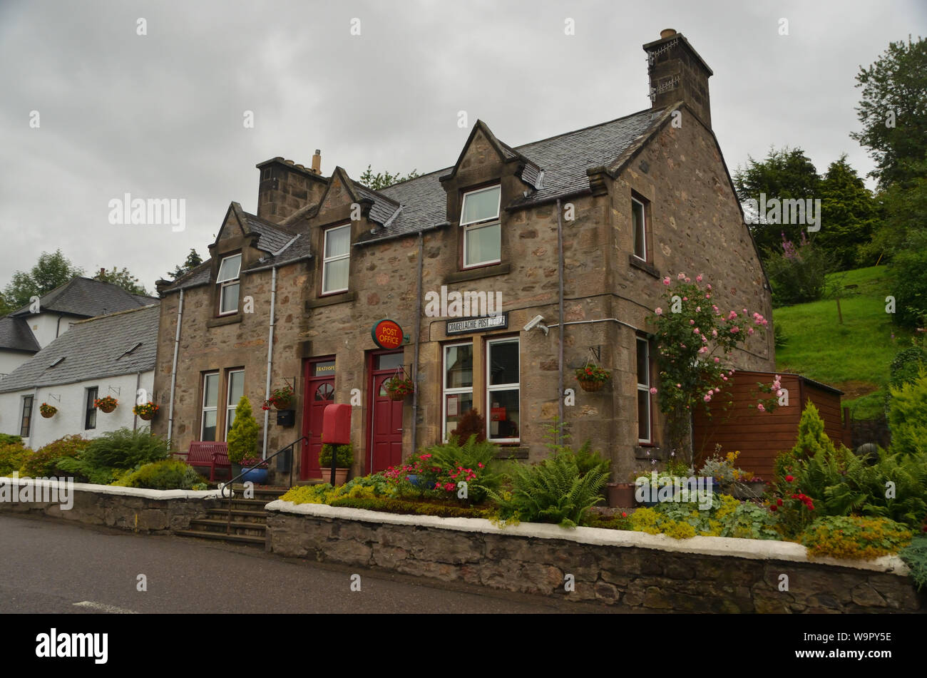 The Post Office in the Scottish village of Craigellache Stock Photo