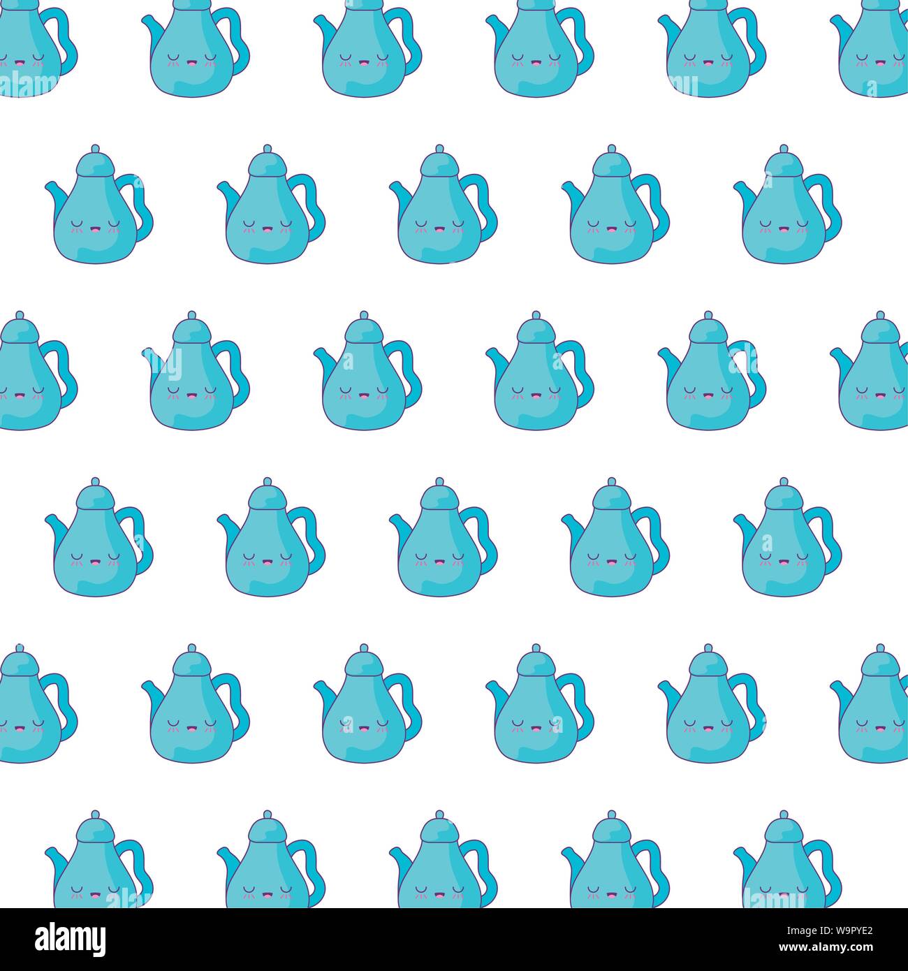 pattern of cute teapots kawaii style vector illustration design Stock