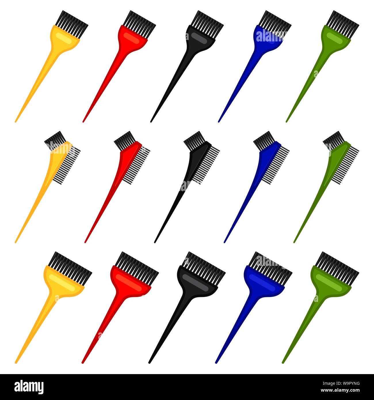 Colorful cartoon hair dye brush set Stock Vector Image & Art - Alamy