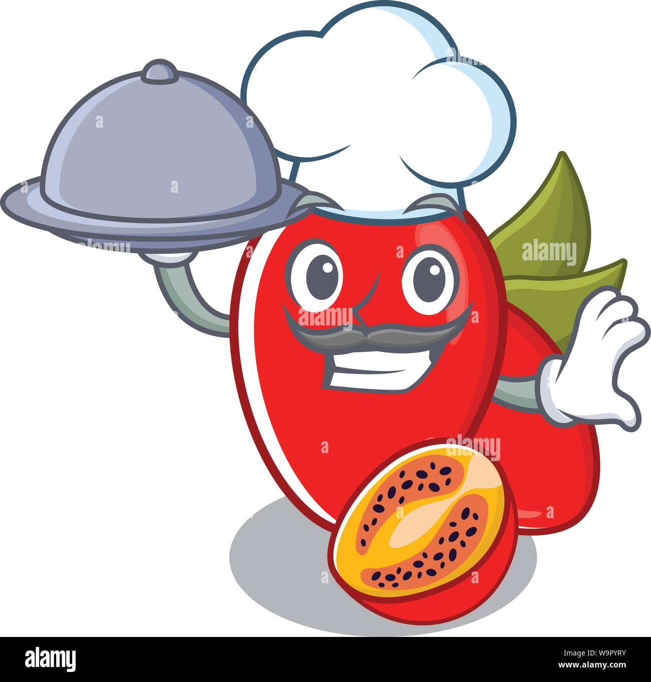 Chef with food tamarillo betaceum isolated in the cartoon Stock Vector ...