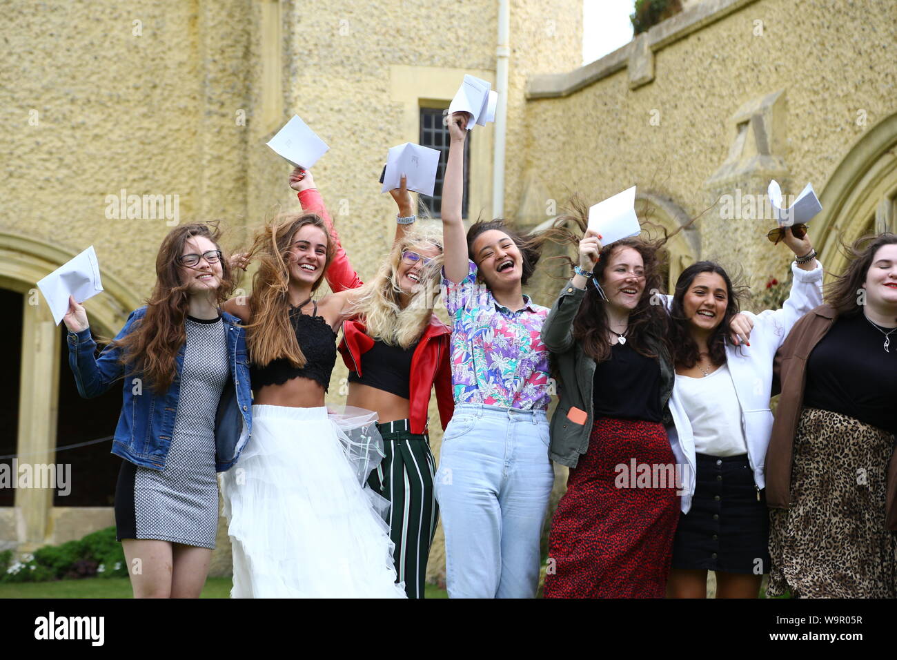 Students celebrate their level results from roedean school in brighton ...