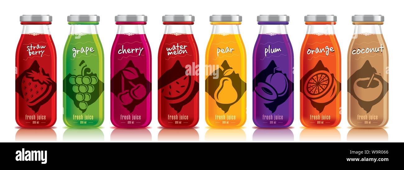 Ready design vector juice, fruit glass bottle set Stock Vector Image ...