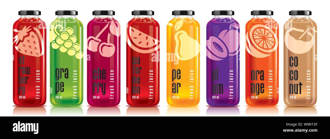 Ready design vector juice, fruit glass bottle set Stock Vector Image ...