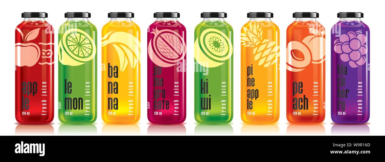 Ready design vector juice, fruit glass bottle set Stock Vector Image ...