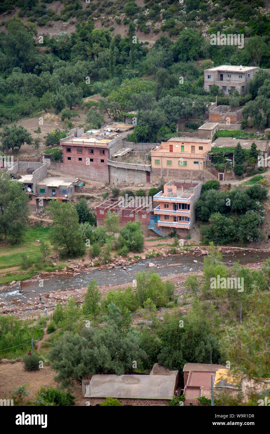 House at Sti Fadma in Ourika Valley , Atlas Mountain in Morocco Stock Photo