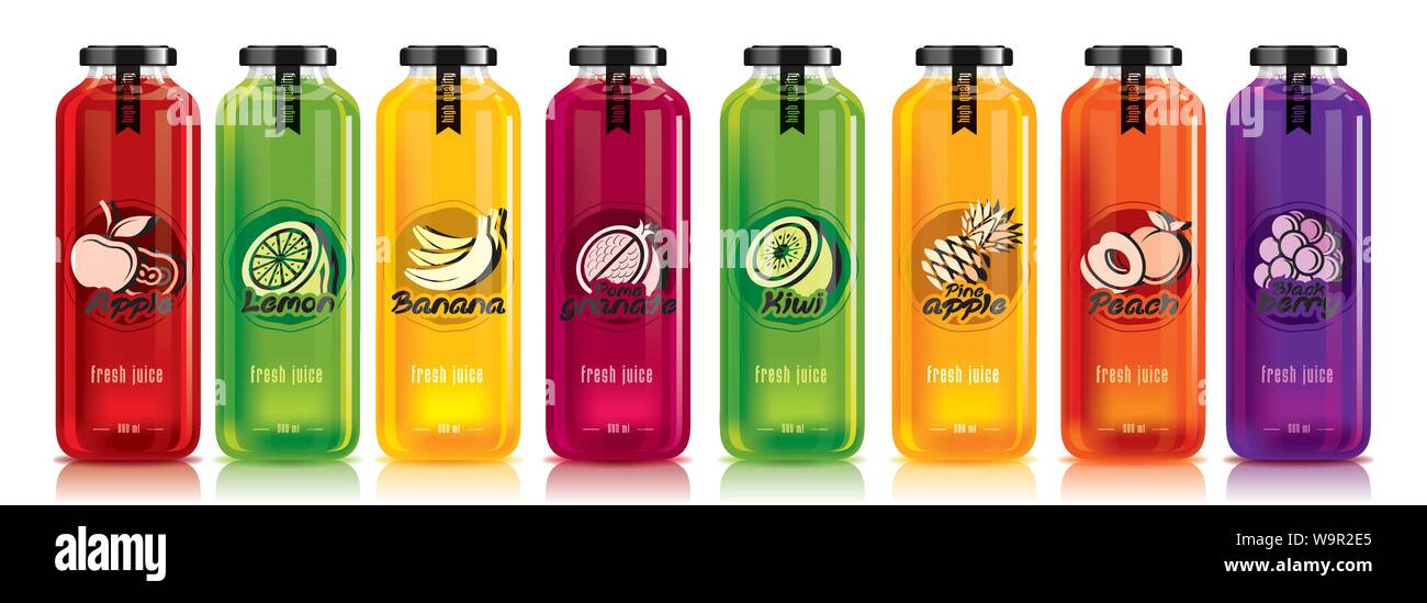 Ready design vector juice, fruit glass bottle set Stock Vector Image ...