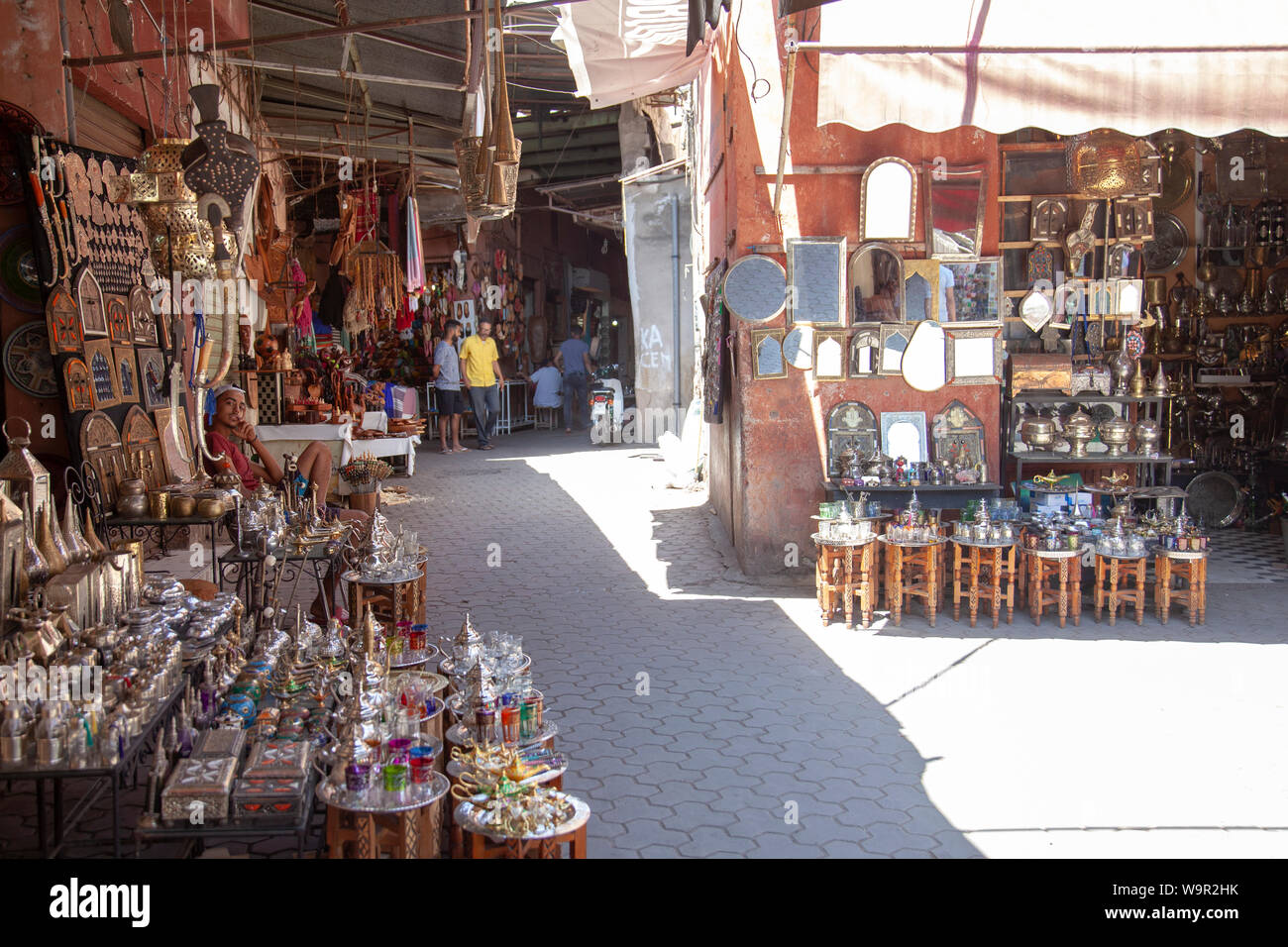 Goods fo Sale in Lanes of Medina Bazaar - Marrakesh, Morocco Stock Photo
