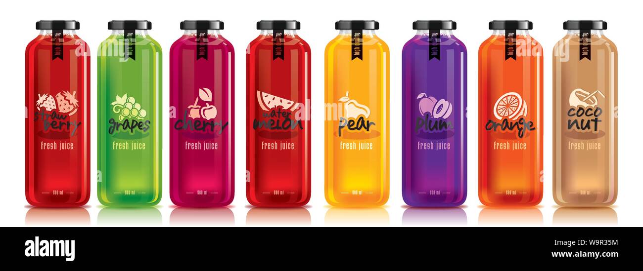 Ready design vector juice, fruit glass bottle set Stock Vector Image ...