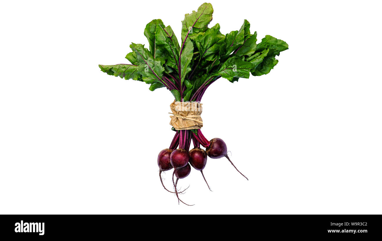Beetroot bunch with leaves  on white background Stock Photo