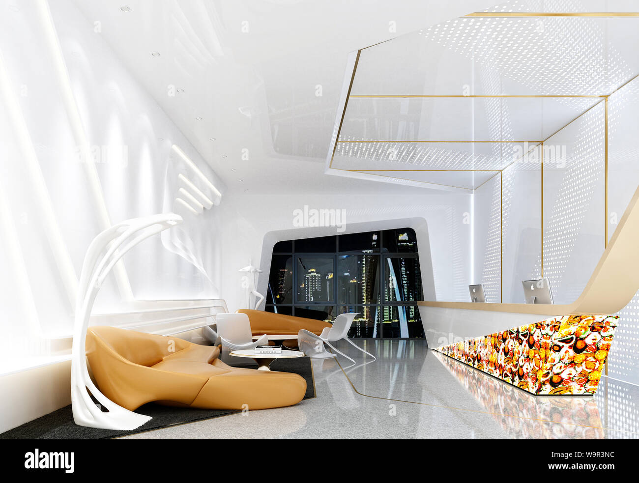 3d render of luxury hotel lobby reception Stock Photo - Alamy