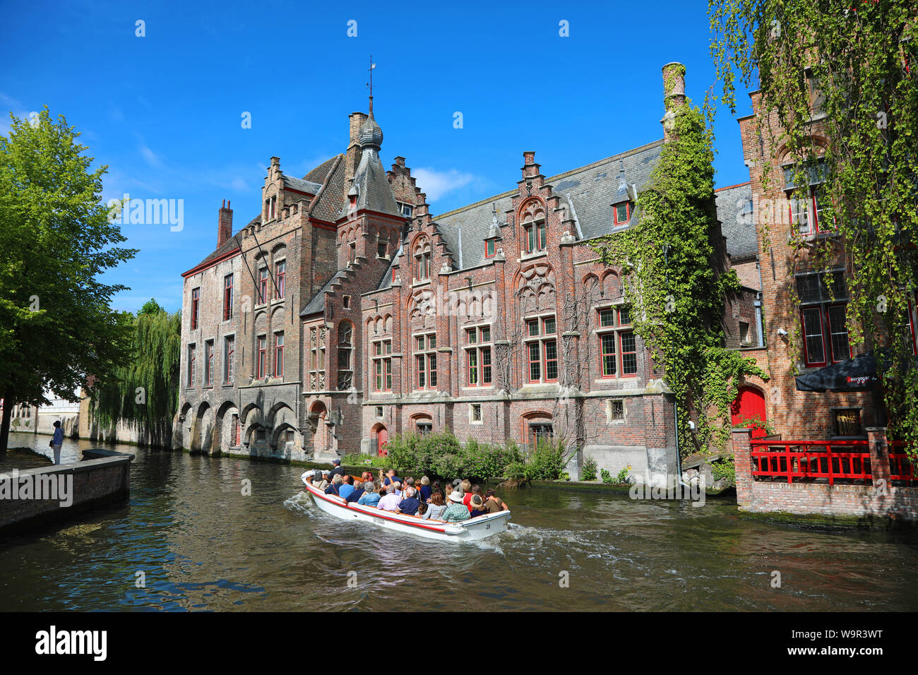 Buildings along the canals, Bruges, Belgium Stock Photo